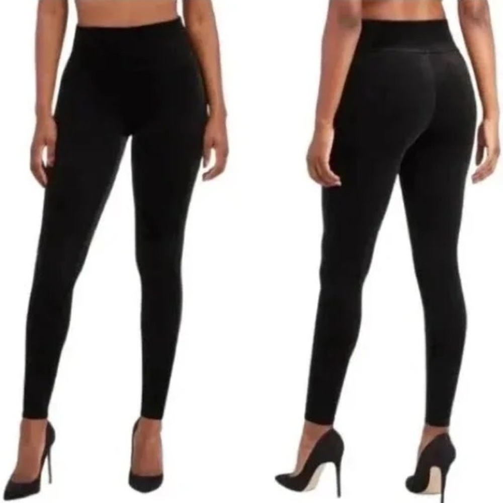 Spanx High Waisted Velvet Leggings in Black Size Medium NEW